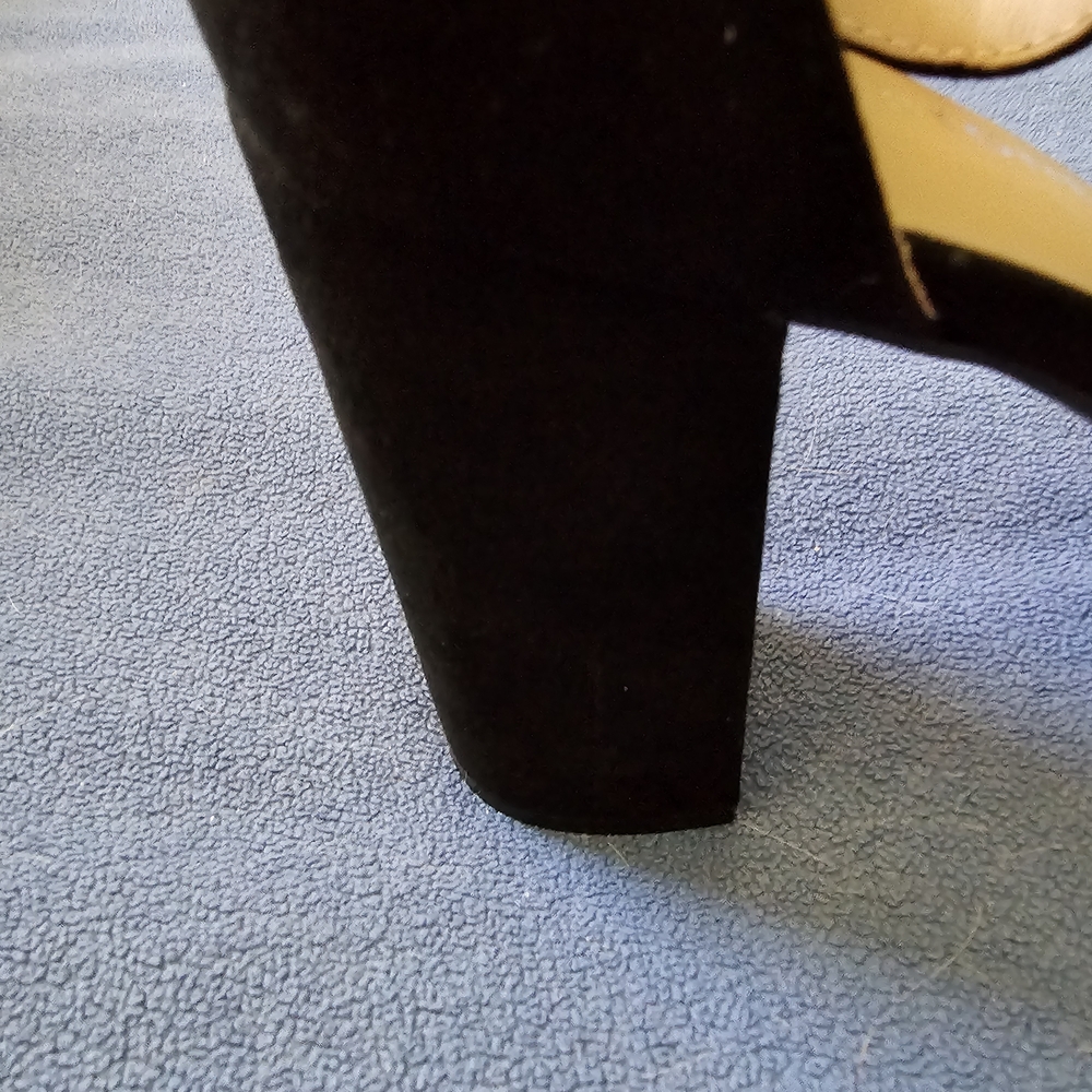 New Sun + Stone Black Suede Ankle-Strap Block Heels - Picture 5 of 6